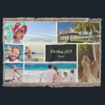 Family or Couple Vacation 7 Photo Keepsake, Black Throw Blanket<br><div class="desc">Remember your family vacation with this beautiful modern throw blanket with space for seven of your favourite trip photos. At the bottom there is a black box for your custom text, such as the year of your vacation, your family name, and/or your trip destination. This custom throw blanket be a...</div>