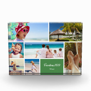 Family or Couple Vacation 7 Photo Keepsake, Green Block