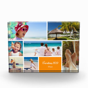 Family or Couple Vacation 7 Photo Keepsake, Orange Block