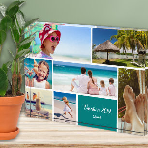 Family or Couple Vacation 7 Photo Keepsake, Teal