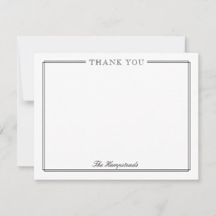 Family or Couples Elegant Black Script Stationery Thank You Card