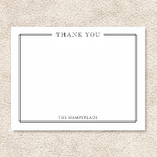 Family  or Couples Elegant Black White Stationery Thank You Card