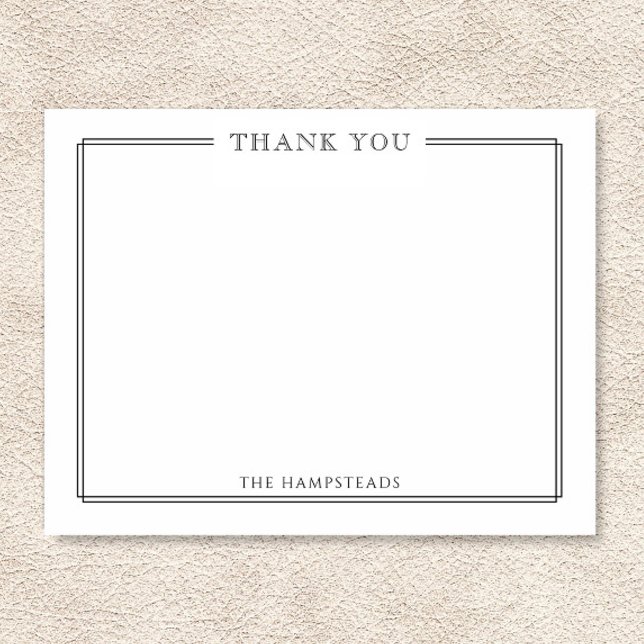 Family  or Couples Elegant Black White Stationery Thank You Card (Creator Uploaded)