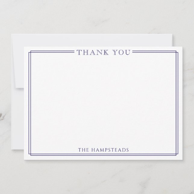Family or Couples Elegant Dark Blue Thank You Card (Front)