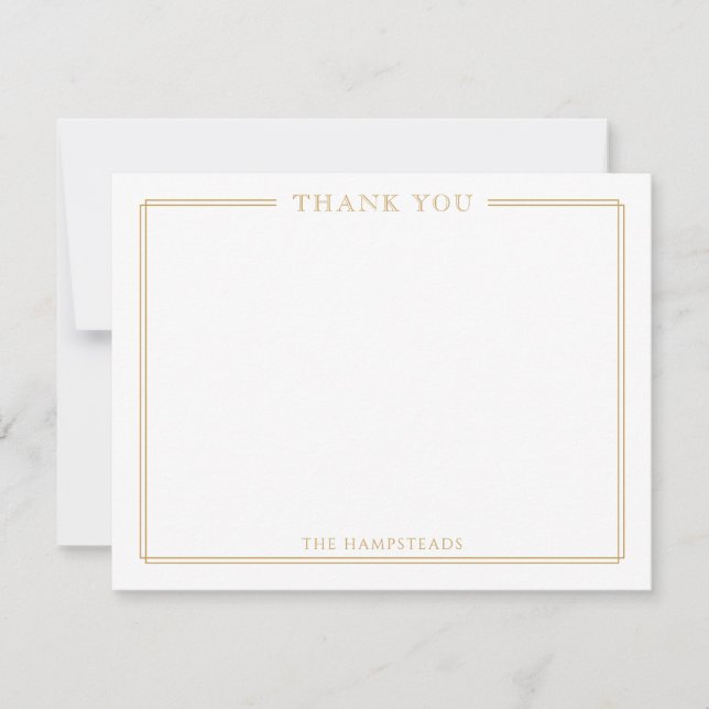 Family or Couples Elegant Gold Stationery Thank You Card (Front)