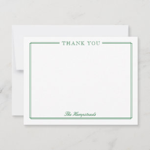 Family or Couples Elegant Script Green Stationery Thank You Card