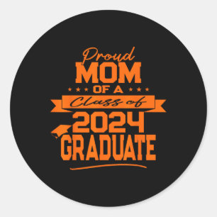 Family Orange Proud Mum Cl Of 2024 Graduate Classic Round Sticker