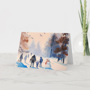 Family Outing Watercolor Greeting Card