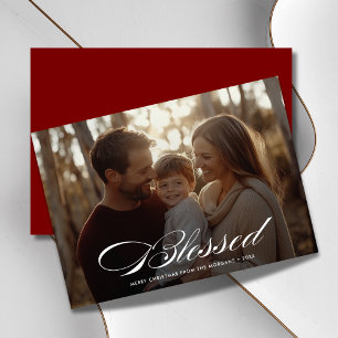 Family Overlay Photo Christmas Religious Blessed  Holiday Card