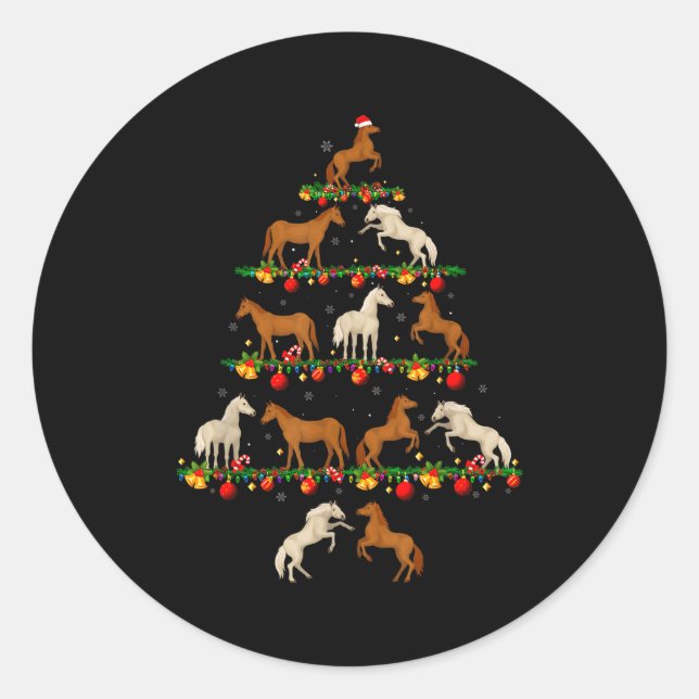 Family Pajama Sets Christmas Matching Horse Xmas T Classic Round Sticker (Front)