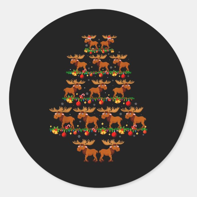 Family Pajama Sets Christmas Matching Moose Xmas T Classic Round Sticker (Front)