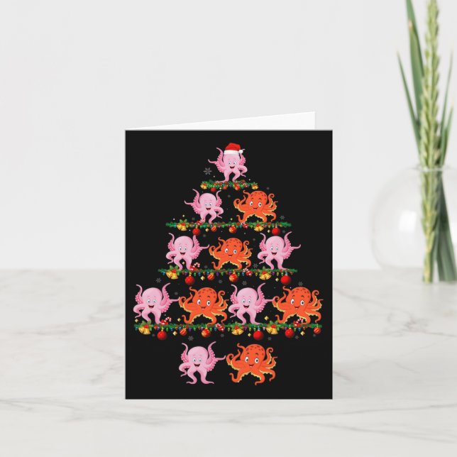 Family Pajama Sets Christmas Matching Octopus Xmas Card (Front)