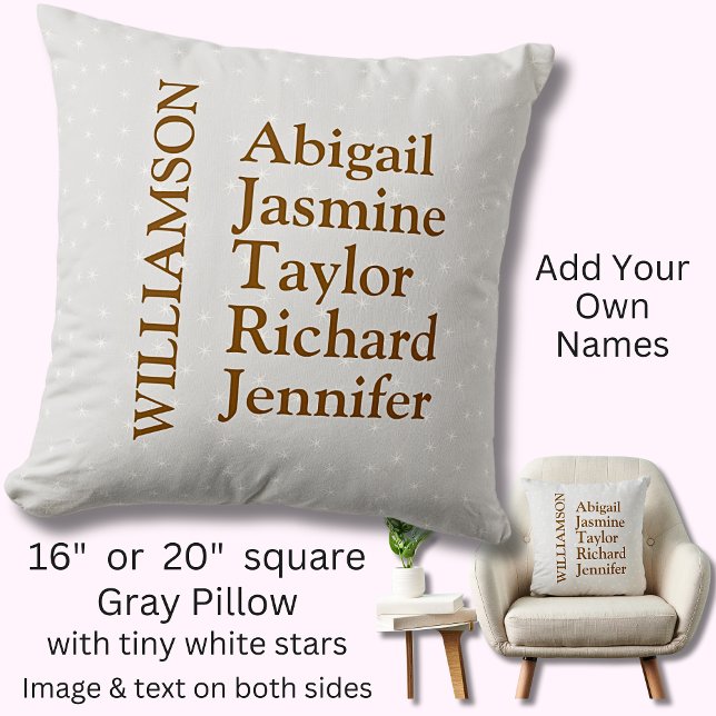 Family Parents Children Kids Names Surname Grey Cushion (Creator Uploaded)