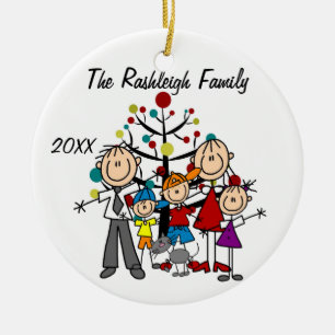 Family Parents, Two Boys, Girl, Cat Ornament