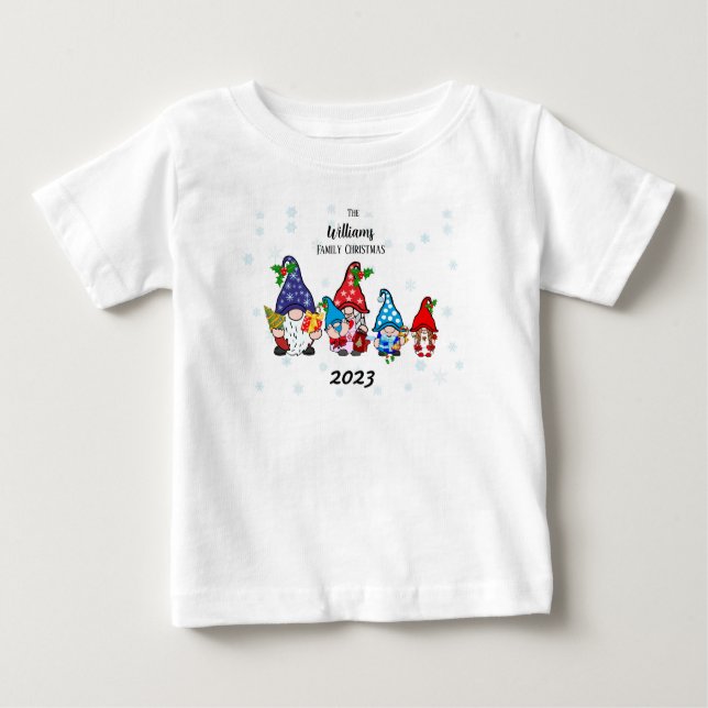 Family Personalised Baby's Family Gnomes boy baby T-Shirt (Front)