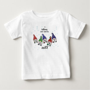 Family Personalised Baby's Scattered Merry Gnomes Baby T-Shirt