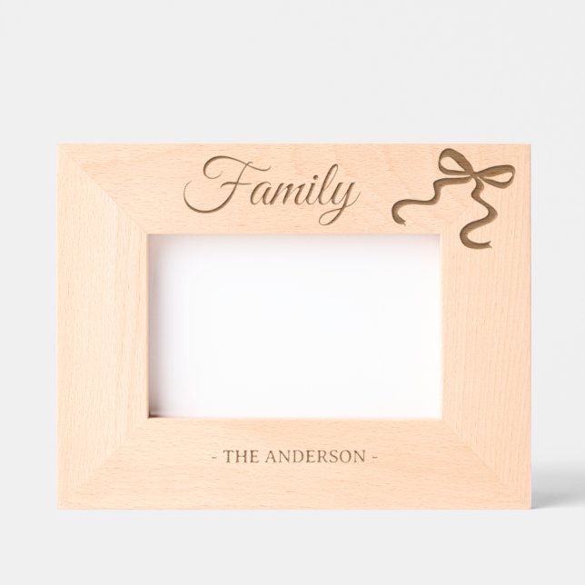 Family Personalised name bow wood frame (Front)