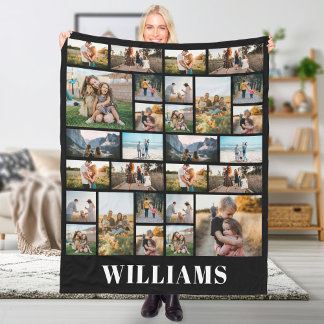 Family Personalised Name Custom Photo Collage Fleece Blanket