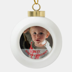Family Personalised Photo Ceramic Ball Christmas Ornament