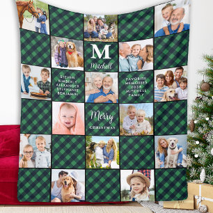 Family Personalised Photo Collage Patchwork Plaid Fleece Blanket