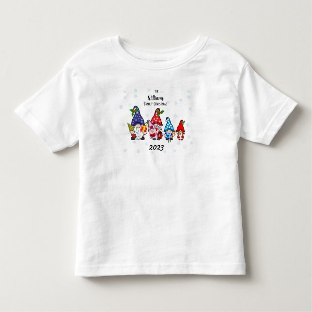 Family Personalised Toddler Family Gnome girl baby T-Shirt (Front)