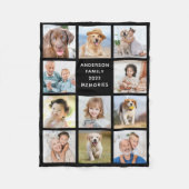 Family Personalized 11 Photo Collage Modern Black Fleece Blanket (Front)