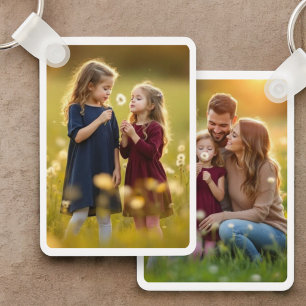 Family Personalized Custom Two Photo Double  Key Ring