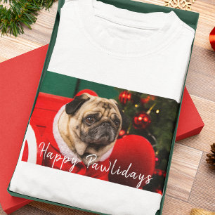 Family Pet Dog Photo Christmas Happy Pawlidays T-Shirt