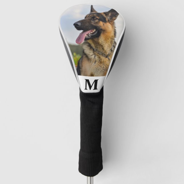 Family Pet Dog Photo Monogram Name Golf Head Cover (Front)