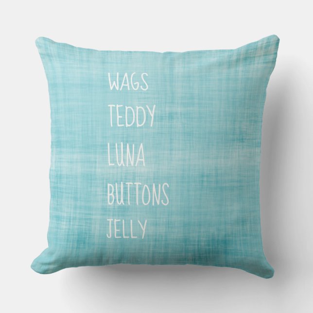 Family PET Names Timeless Keepsake Blue Decor Cushion (Front)