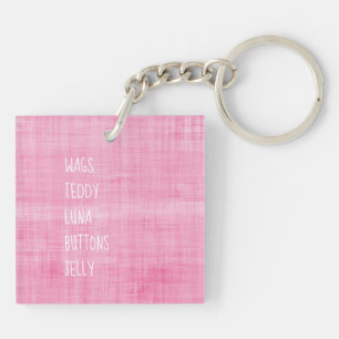 Family PET Names Timeless Keepsake Pink Cats Dogs Key Ring