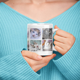 Family Pet Photo Collage Large Coffee Mug