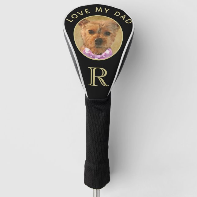 Family Pet Photo Monogram Dad Golf Head Cover (Front)