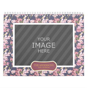 Family Photo 2024 Calendar Floral Backgrounds