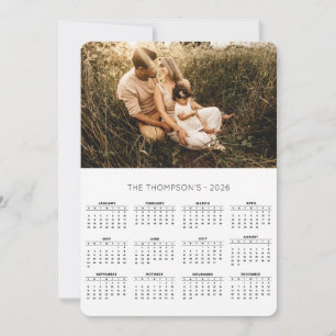 Family Photo 2025 Calendar 12 Month Monogram Holiday Card