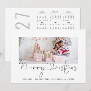 Family Photo 2027 Calendar Script Merry Christmas Holiday Card