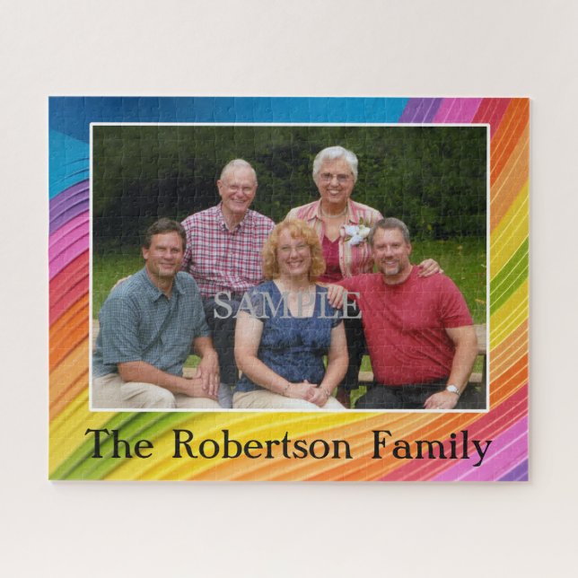 Family photo and personalise with Name Jigsaw Puzzle (Horizontal)