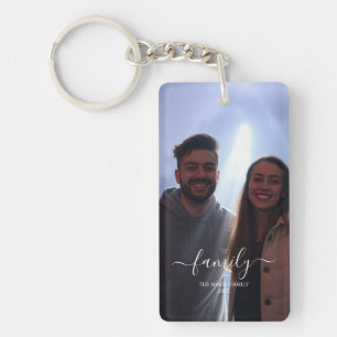 family Photo and Text 2 Photo Collage  Key Ring
