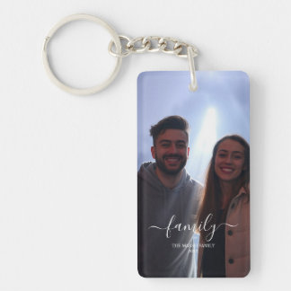 family Photo and Text 2 Photo Collage Key Ring