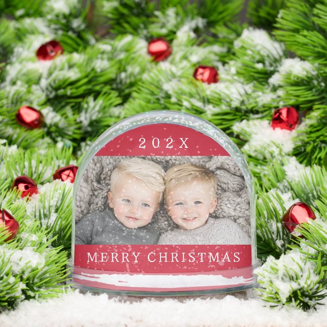 Family photo and year red Merry Christmas keepsake Snowglobe (Christmas)