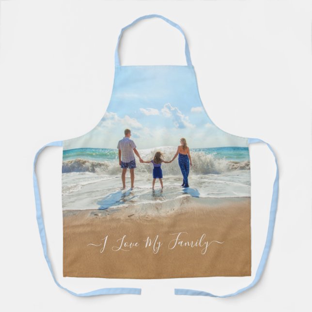 Family Photo Apron Gift Text - I Love My Family (Front)