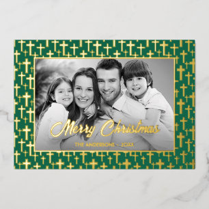 Family Photo   Auto Convert pic to Black and White Foil Holiday Card
