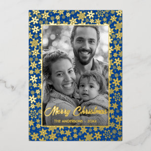 Family Photo Auto Convert pic to Black and White Foil Holiday Card