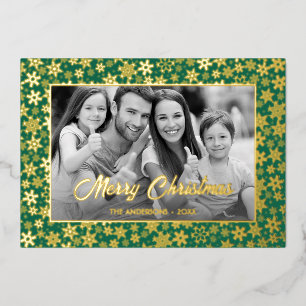 Family Photo Auto Convert pic to Black and White Foil Holiday Card