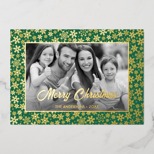 Family Photo | Auto Convert pic to Black and White Foil Holiday Card (Front)