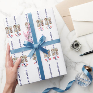 Family Photo Best Dad Ever Baseball Personalised Wrapping Paper