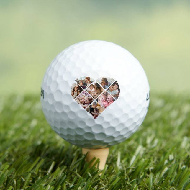 Family Photo Best Grandma Ever Heart Shape 8 Photo Golf Balls (Insitu Tee)