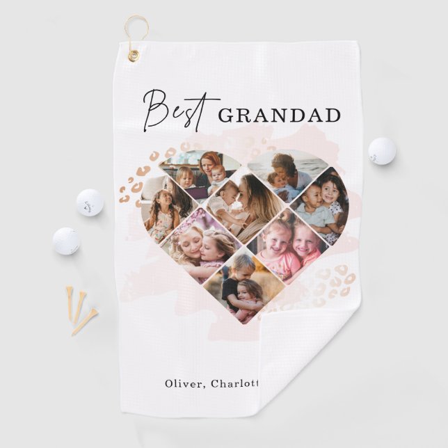 Family Photo Best Grandma Ever Heart Shape 8 Photo Golf Towel (InSitu)