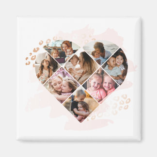 Family Photo Best Grandma Ever Heart Shape 8 Photo Magnet