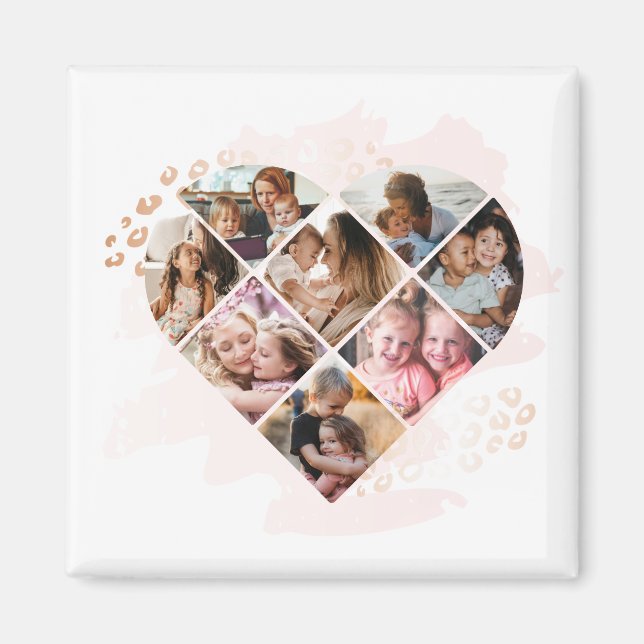 Family Photo Best Grandma Ever Heart Shape 8 Photo Magnet (Front)